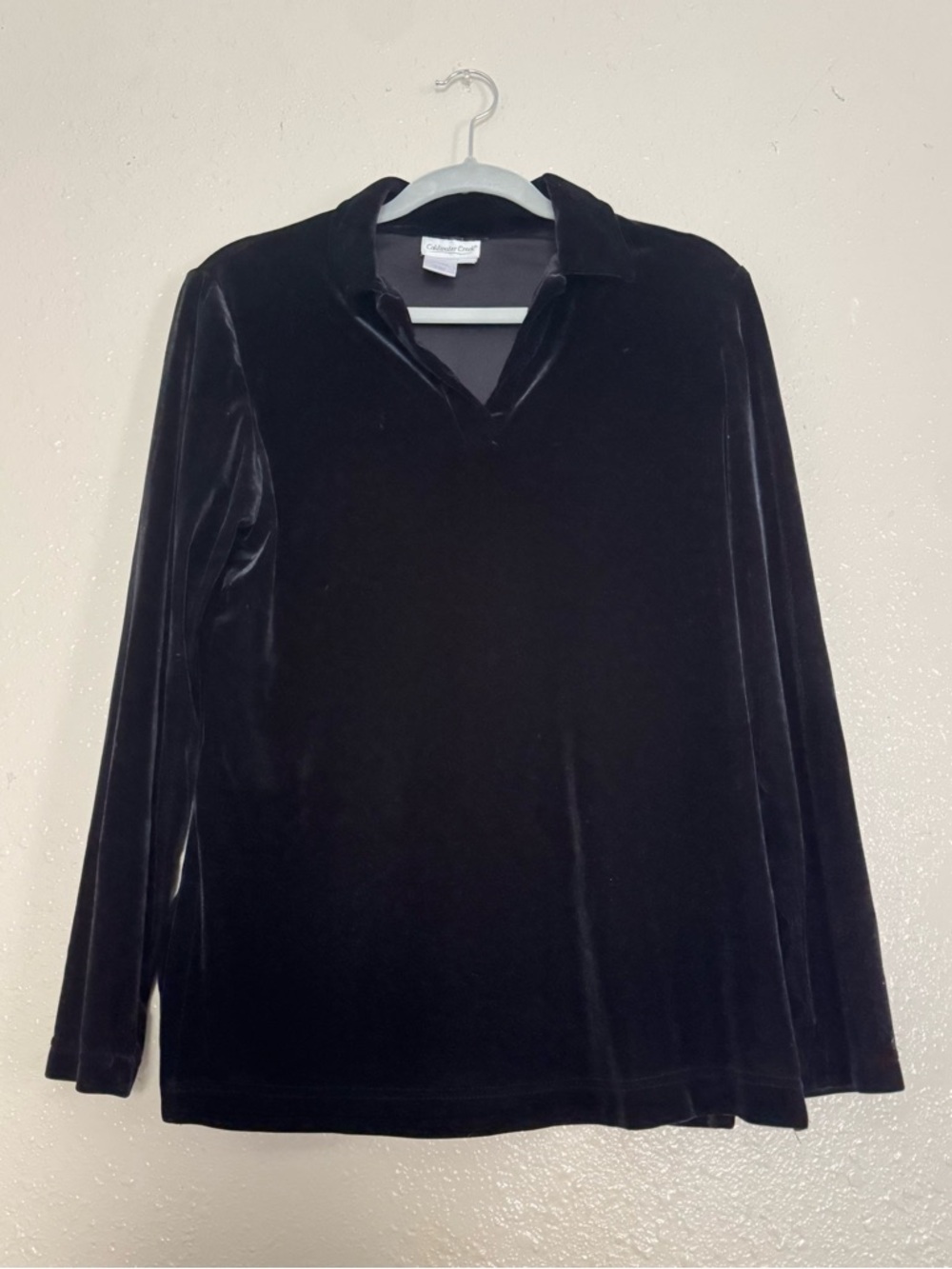 Coldwater Creek Black Velvet Long Sleeve Top